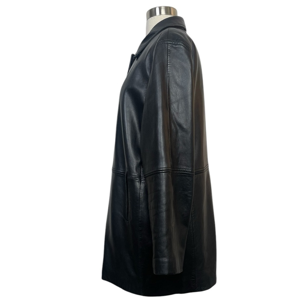 Vintage 90s Black Leather Jacket Punk Quite Luxury Model Off Duty Carrie Bradsha - Picture 6 of 15